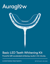 AURAGLOW BASIC LED TEETH WHITENING KIT POWERFUL LED-ACCELERATED WHITENING RESULTS IN 30 MINUTES.