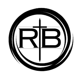 CIRCLE LOGO WITH RB IN THE CENTRE SEPARATED BY A LONG CROSS.