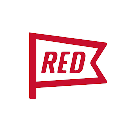 THE WORD RED CONTAINED WITHIN A FLAG