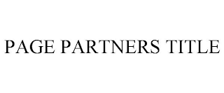 PAGE PARTNERS TITLE