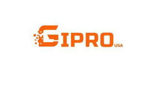 GIPRO IN UPPER CASE LETTER FOLLOW WITH USA IN LOWER CASE, ALL THE LETTERS IN THE LOGO ARE ORANGE WITH A WHITE BACKGROUND