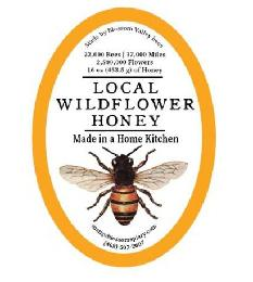 MADE BY BLOSSOM VALLEY BEES 22,000 BEES | 37,000 MILES 2,500,000 FLOWERS LOCAL WILDFLOWER HONEY MADE IN A HOME KITCHEN