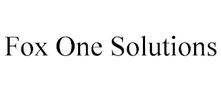 FOX ONE SOLUTIONS