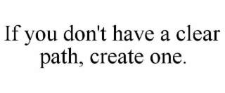 IF YOU DON'T HAVE A CLEAR PATH, CREATE ONE.