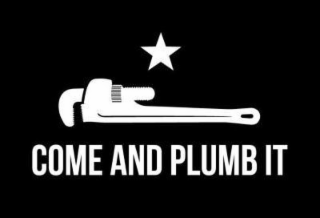 A FIVE POINT STAR CENTERED ABOVE A WRENCH WITH THE BUSINESS NAME COME AND PLUMB IT BELOW THE TIERED STAR AND WRENCH