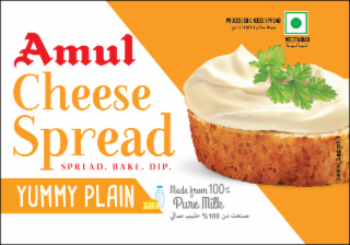 AMUL CHEESE SPREAD SPREAD. BAKE. DIP. YUMMY PLAIN MADE FROM 100% PURE MILK %100 VEGETARIAN