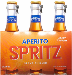 APERITO SPRITZ 3X200 ML SERVE CHILLED READY TO DRINK ALC. 8% BY VOL.