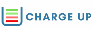 THE LOGO FEATURES THE WORDS “CHARGE UP” IN ALL CAPITAL LETTERS. THE LETTER “U” IS STYLIZED IN THE SHAPE OF A BATTERY WITH HORIZONTAL BARS INSIDE IT, RESEMBLING A BATTERY’S CHARGE LEVELS.