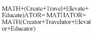 MATH+(CREATE+TRAVEL+ELEVATE+EDUCATE)ATOR= MATHATOR= MATH(CREATOR+TRAVELATOR+ELEVATOR+EDUCATOR)