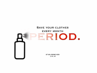 SAVE YOUR CLOTHES PERIOD. EVERY MONTH STAIN REMOVER