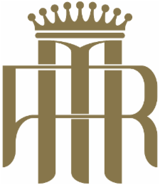 A STYLIZED AND INTERTWINED R AND M WITH A CROWN LOGO ABOVE THEM