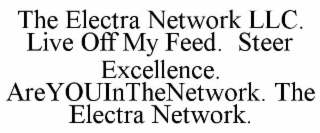THE ELECTRA NETWORK LLC.  LIVE OFF MY FEED.  STEER EXCELLENCE.  AREYOUINTHENETWORK. THE ELECTRA NETWORK.