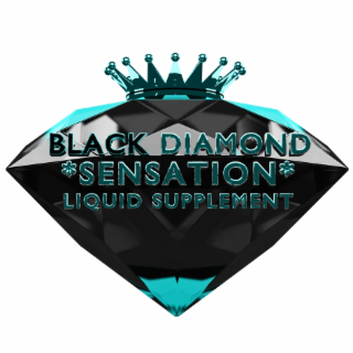 THE MARK DISPLAYS  THE WORDS BLACK DIAMOND *SENSATION* LIQUID SUPPLEMENTTHE MARK CONSISTS OF AN IMAGE OF A 2D  DIAMOND COMPRISED OF 7 SIDES.  THERE IS A CROWN ON THE TOP CENTER OF THE DIAMOND IN THE C