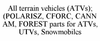ALL TERRAIN VEHICLES (ATVS); (POLARISZ, CFORC, CANN AM, FOREST PARTS FOR ATVS, UTVS, SNOWMOBILES