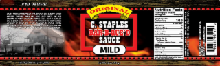 100 1% 2 IT'S IN THE SAUCE! ENJOY THE RICH TRADITIONS OF C. STAPLES BAR-B-QUE'D SAUCE ON FISH, CHICKEN, PORK AND BEEF, ALSO ENJOY THE OLD FASHION WAY WITH SAUCE ON FRENCH FRIES. HEAT C. STAPLES BAR-B-