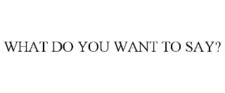 WHAT DO YOU WANT TO SAY?