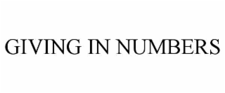 GIVING IN NUMBERS