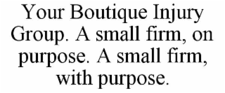 YOUR BOUTIQUE INJURY GROUP. A SMALL FIRM, ON PURPOSE. A SMALL FIRM, WITH PURPOSE.