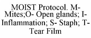 MOIST PROTOCOL. M- MITES;O- OPEN GLANDS; I- INFLAMMATION; S- STAPH; T- TEAR FILM