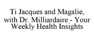 TI JACQUES AND MAGALIE, WITH DR. MILLIARDAIRE - YOUR WEEKLY HEALTH INSIGHTS