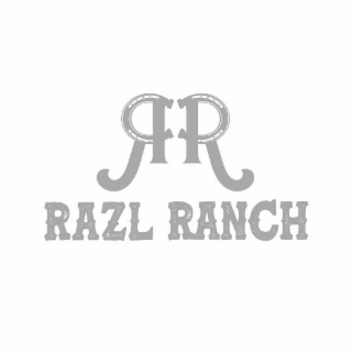 RAZL RANCH WITH THE RANCH BRAND OF A BACKWARD R AND FORWARD R ON TOP WITH THE HORSE SHOE MAKING THE ARCH OF EACH.