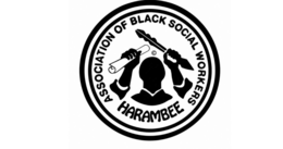 THE MARK CONSISTS OF A CIRCULAR BLACK-AND-WHITE DESIGN FEATURING THE STYLIZED SILHOUETTE OF A PERSON CENTERED WITHIN THE MARK, WITH RAISED ARMS HOLDING A ROLLED SCROLL IN ONE HAND AND A FEATHER-LIKE W
