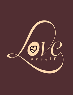THE WORDS LOVE URSELF ARE ENCAPSULATED IN A HEART DESIGN CONNECTED BY THE LETTERS IN THE WORD LOVE.