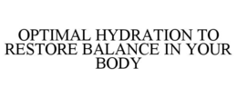 OPTIMAL HYDRATION TO RESTORE BALANCE IN YOUR BODY