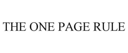 THE ONE PAGE RULE